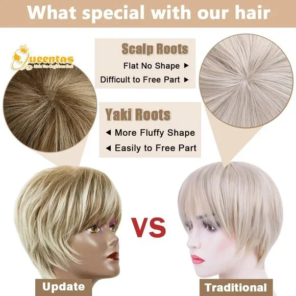 Pixie Layered Short Blonde Wigs for White Women Black Women Synthetic Hair Blond